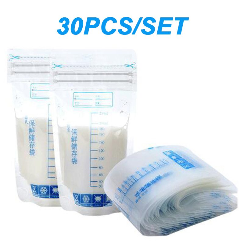 10-30 stk 250ml mælke fryseposer modermælk babymad opbevaring modermælk opbevaringspose bpa gratis baby sikre fodringsposer fodring: 30 stk sæt