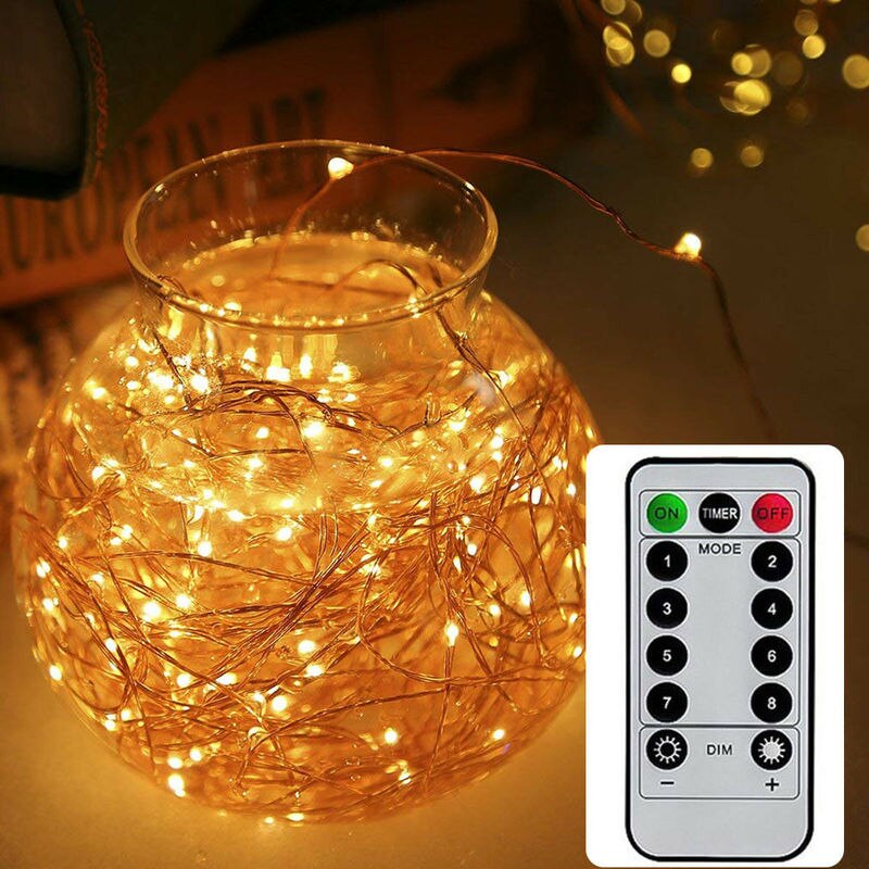 Fairy lights batteridrevne 5m 50 led lyskæder fjernbetjening timer glimtsnor lys 8 modes ildflue lys dekoration