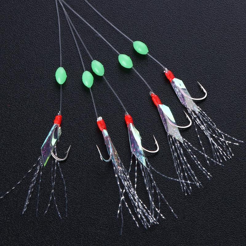 5pcs Simulation Barbed Sabiki Hook Rigs Size 6 for Lure Fishing Accessories