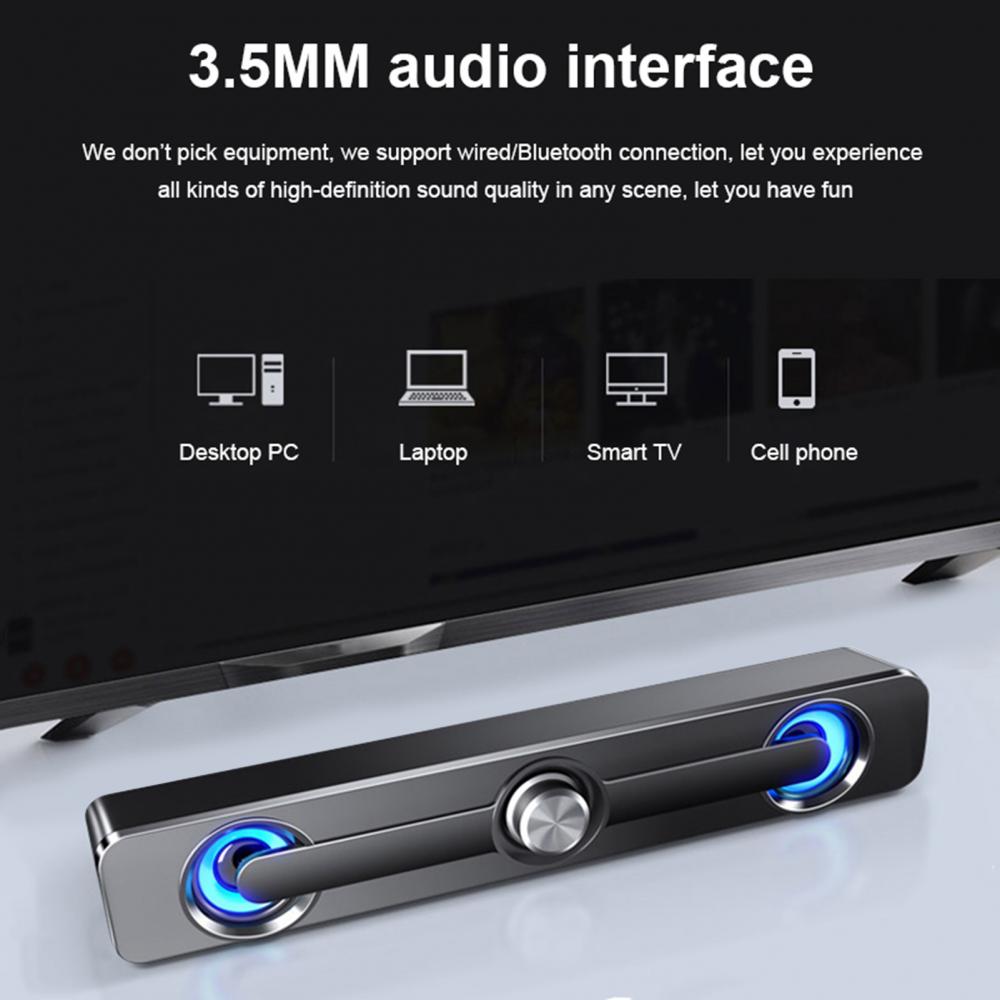 Wired Version/Bluetooth Version Speaker Stereo LED Light Subwoofer Sound Bar shocking sound effects for Computer TV Phone