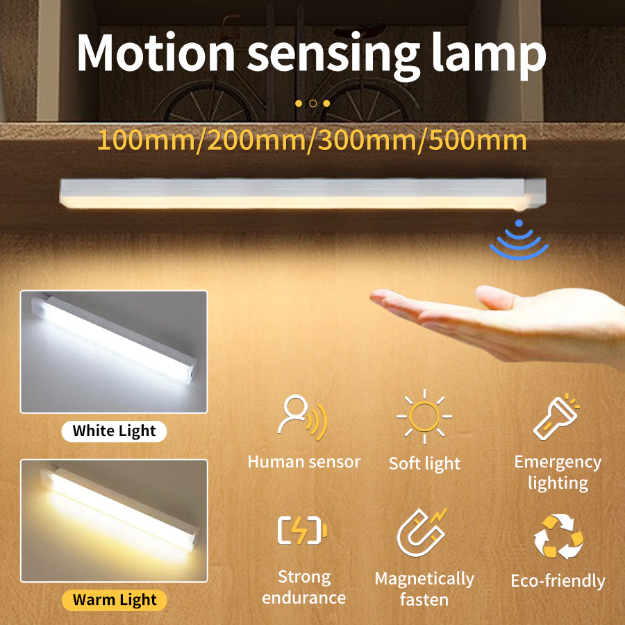 Usb Oplaadbare Led Nachtlampje Bewegingssensor Bar Verlichting Menselijk Infared Inductiekast Lamp Keuken Garderobe Trap Licht