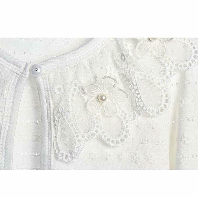 Brand Girls Long Sleeve Kids Lace Bolero Shrug Pearls Button Wedding Cardigan 1-6 Y