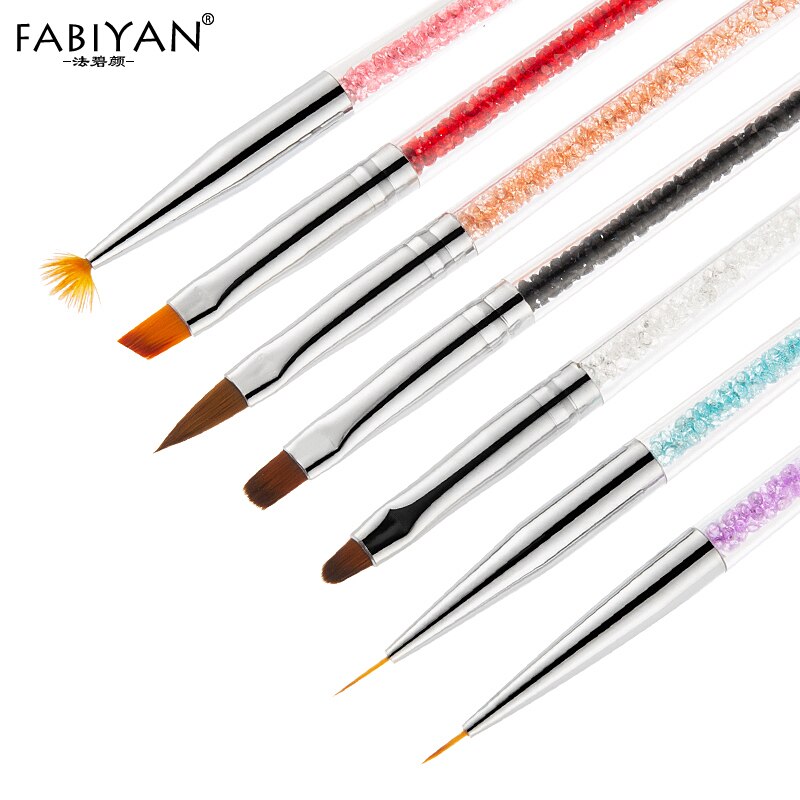 4/7pcs/set Nail Art Brush Painting Drawing Pen Fan Flat Gradient Line Round Acrylic Gel Crystal Tips Manicure Tools