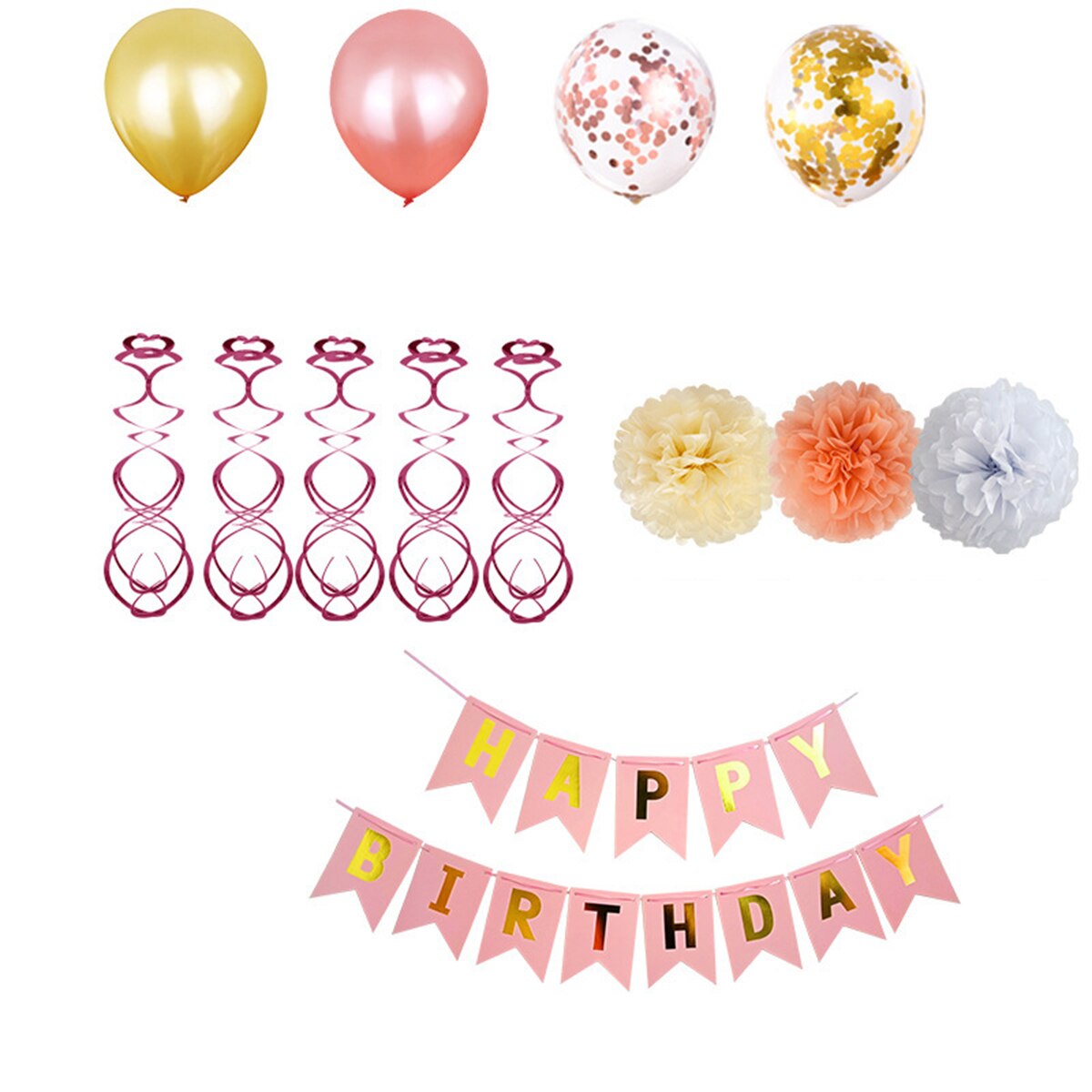 Ice Cream Birthday Party Decorations - Colorful Banner & Hanging Swirls For Summer Theme