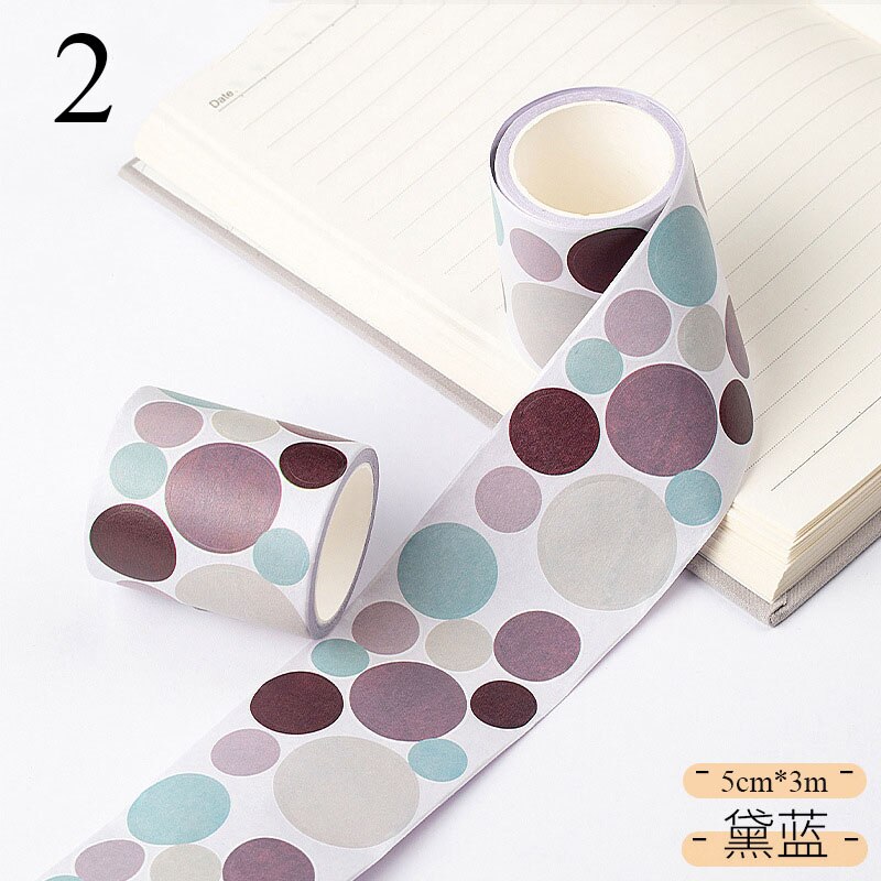 5cm*3m Colored Round Washi Tape Kawaii Dots Label Masking Tape Decorative Adhesive Tape Sticker Scrapbooking Sealing Stationery: 2