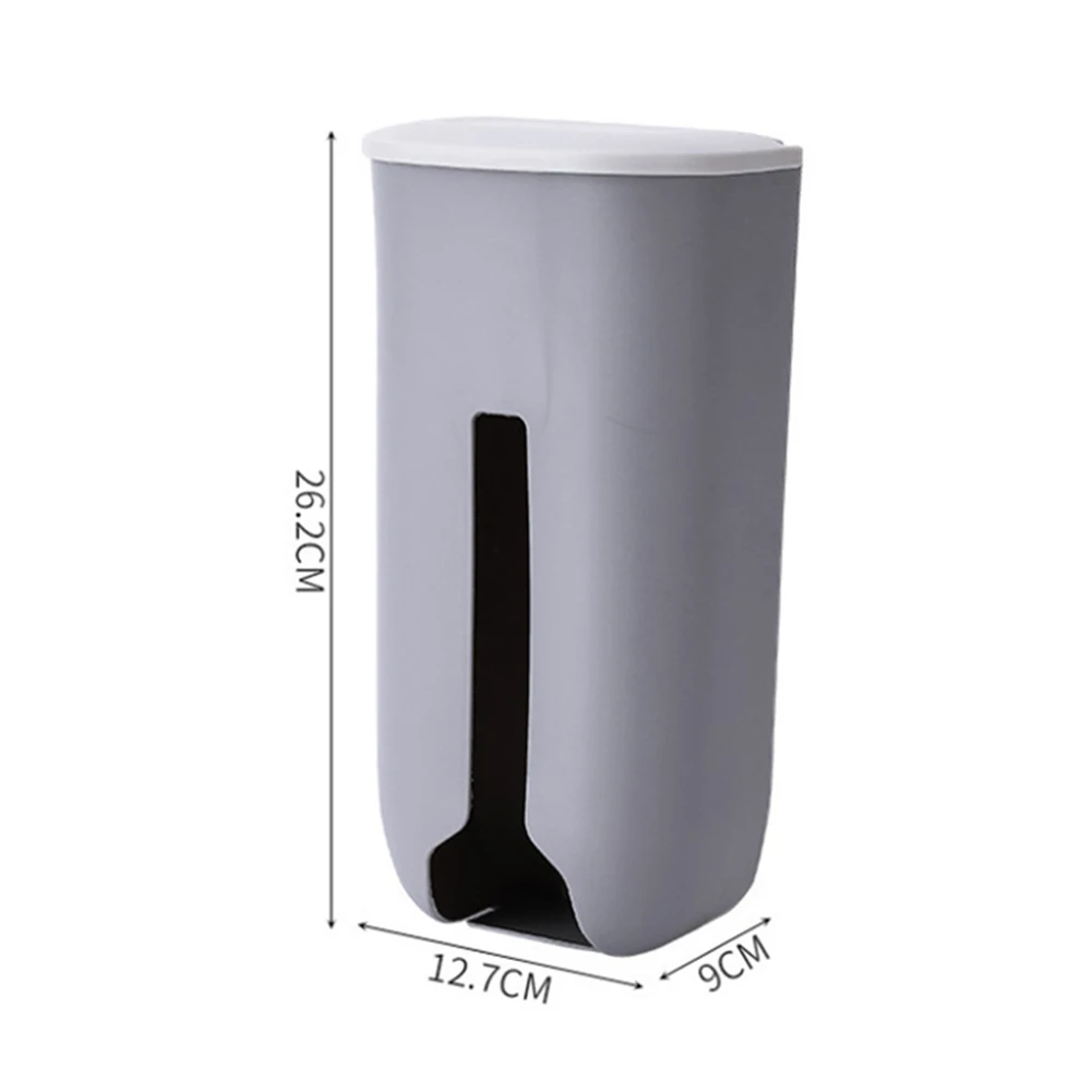 Keuken Kruidenier Plastic Zak Houder Dispenser Muurbevestiging Vuilniszak Houder Hervulbare Vuilniszak Saver Keuken Organizer: GRIJS