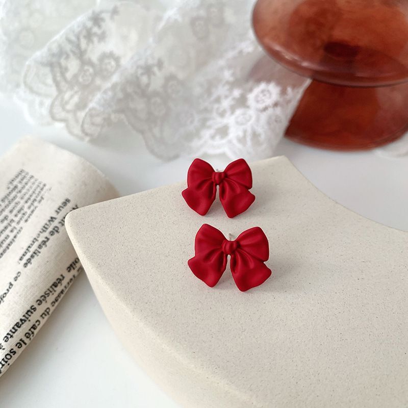 Elegante Süße Herz verrotten Farbe Süßen Tropfen Ohrringe für Frauen Winter Warme verrotten Bowknot Ohrringe Weihnachten Schmuck Trend: Stil 1