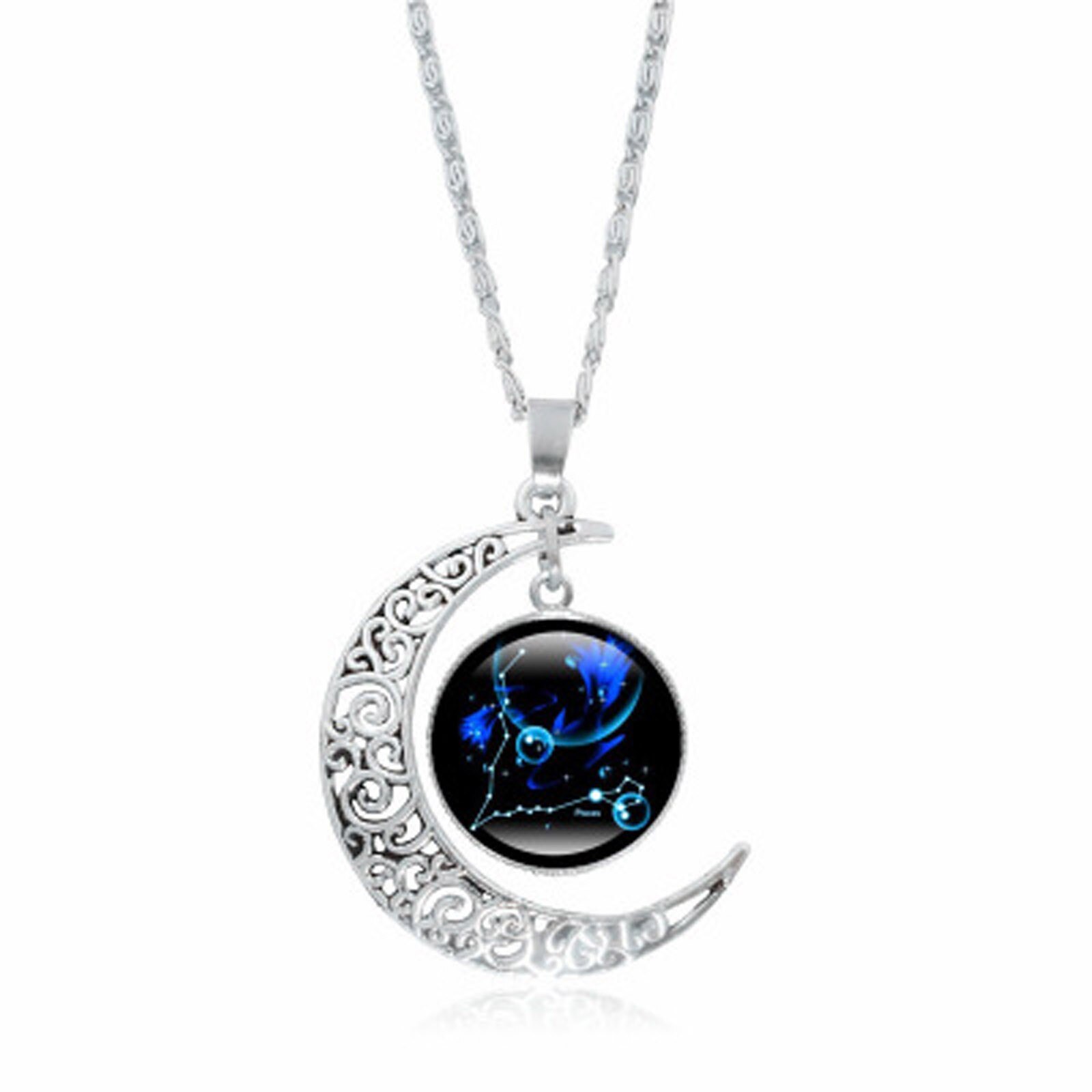 12 costellazione luna collana catena donna strass di lusso girocollo gioielli moda ciondolo regali signore eleganti: D