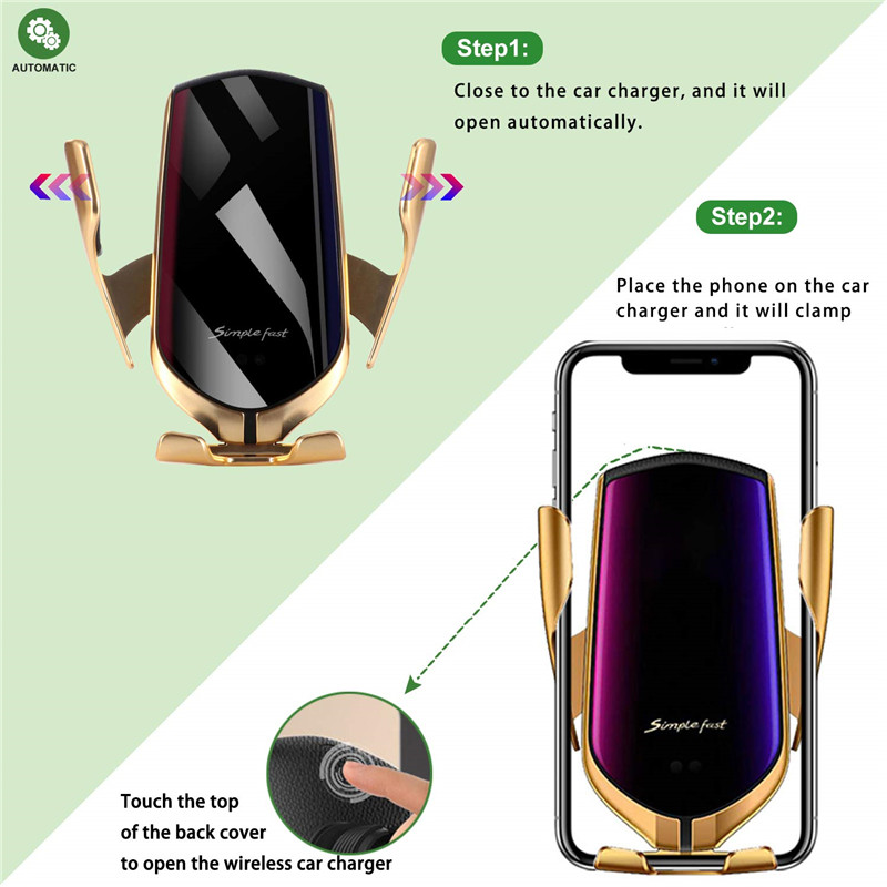 R3 Automatische Spann Auto Qi Drahtlose Ladegerät 10W Schnelle Lade Für Iphone 11 Pro XR XS Huawei P30 Pro auto-Sensor Telefon Halter