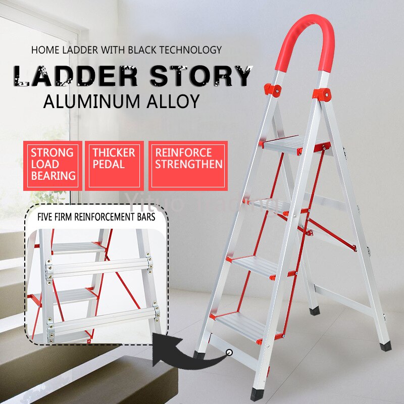 Aluminum Alloy Household Ladder Thickened Step Ladder Folding Escalator Stairs Stainless Steel Herringbone Stepladder DG003A