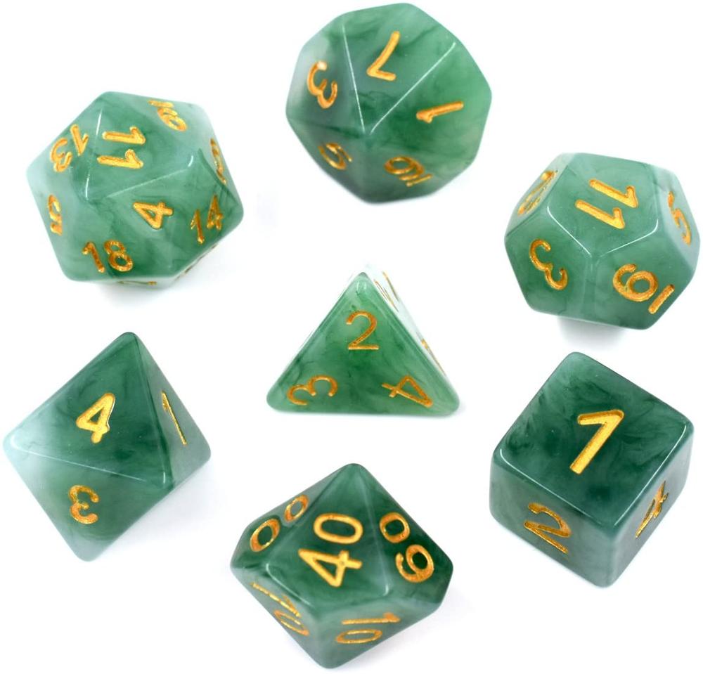 7 Stks/set Imitatie Jade Dnd Dobbelstenen D &amp; D Dobbelstenen Set D4 D6 D8 D10 D % D12 D20 Polyhedral games Dobbelstenen Set Voor Mtg Rpg