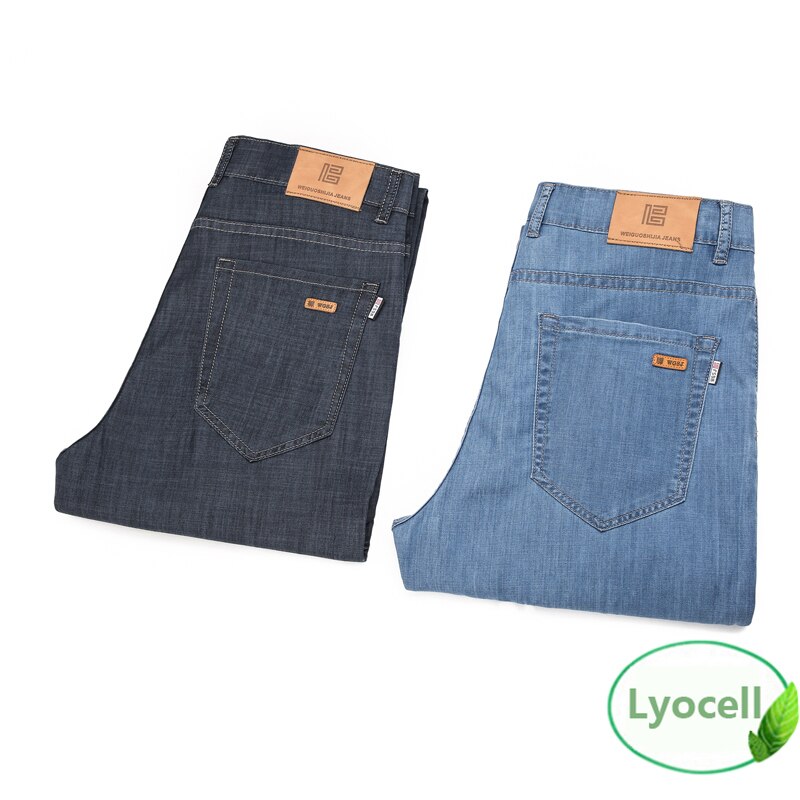 100% Lyocell Mannen Jeans Baggy Man Broek Business 2022 Summer Cool Casual Elastische Kracht Mode Denim Broek Mannelijke broek