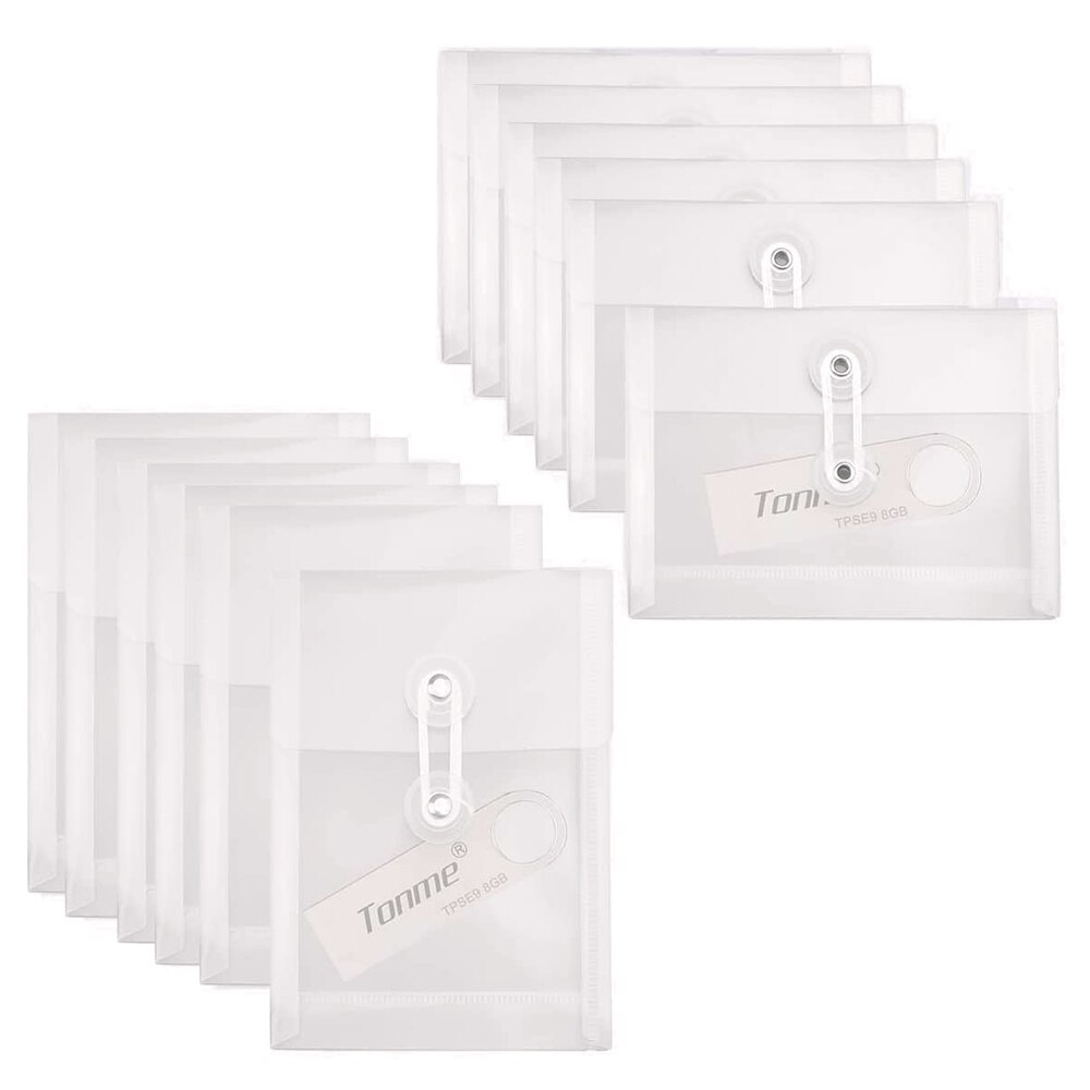 5Pcs A6 Transparant Bestand Document Bag Pouch Plastic Envelop Mini Organizer Met Button &amp; String Tie Sluiting
