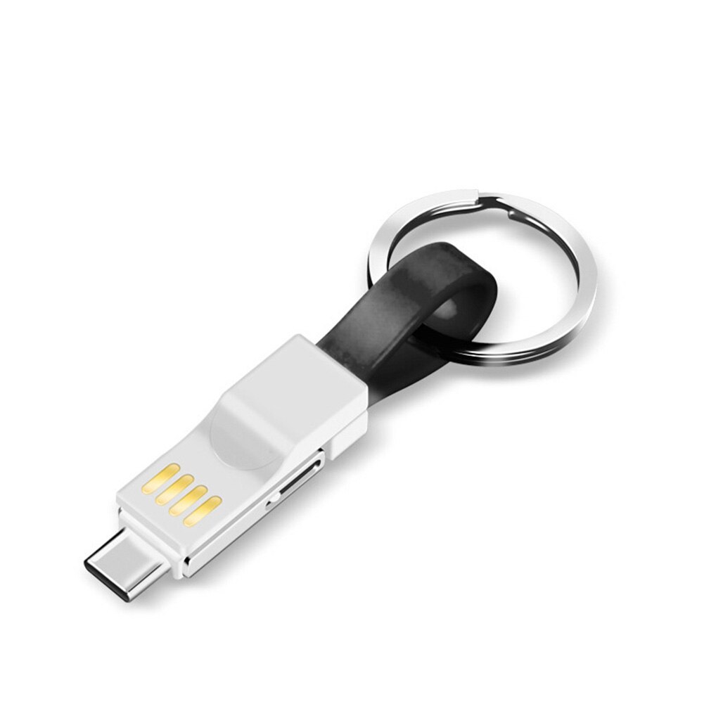 3 w 1 magnetyczny breloczek mikro USB rodzaj-c kabel robić ładowania danych dla iphone'a z systemem android: czarny