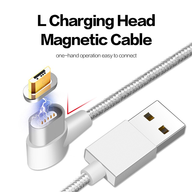 90 stopni kabel magnetyczny mikro USB typ C kabel szybkie ładowanie danych nylon kabel USB magnes ładowarka drut dla iPhone 11 X xiaomi