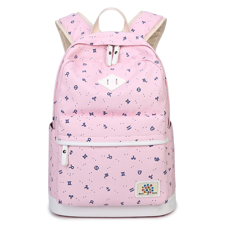 FengDong schwarz leinwand druck kinder rucksack schule taschen für mädchen reise laptop rucksack kinder computer tasche mädchen bookbag: pink