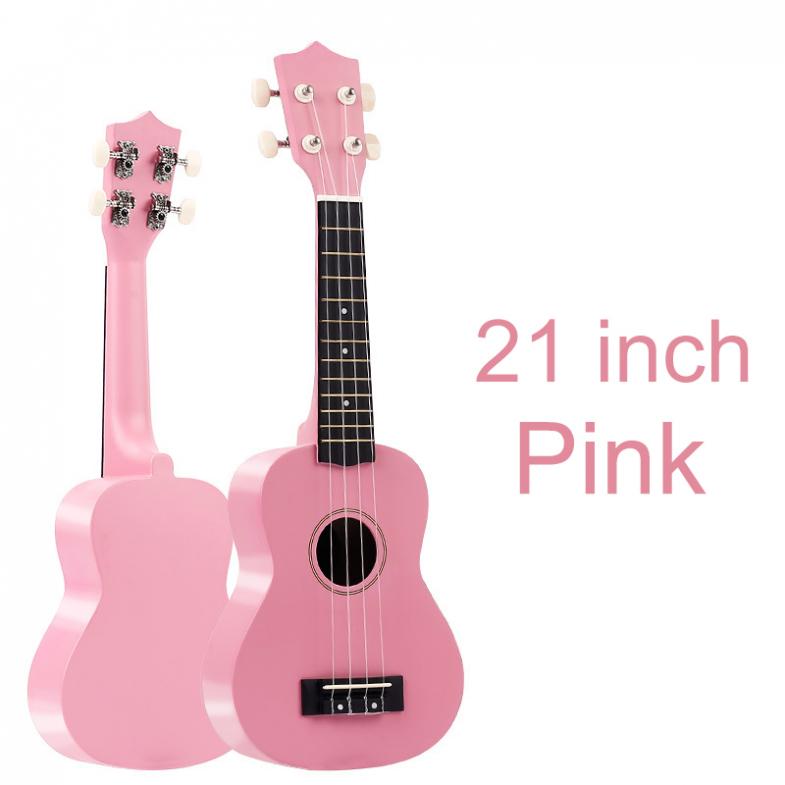 21 Inch Soprano Carbon Fiber Ukulele Colorful Acoustic 4 Strings Hawaii Guitar Instruments for Birthday / Christmas: Pink