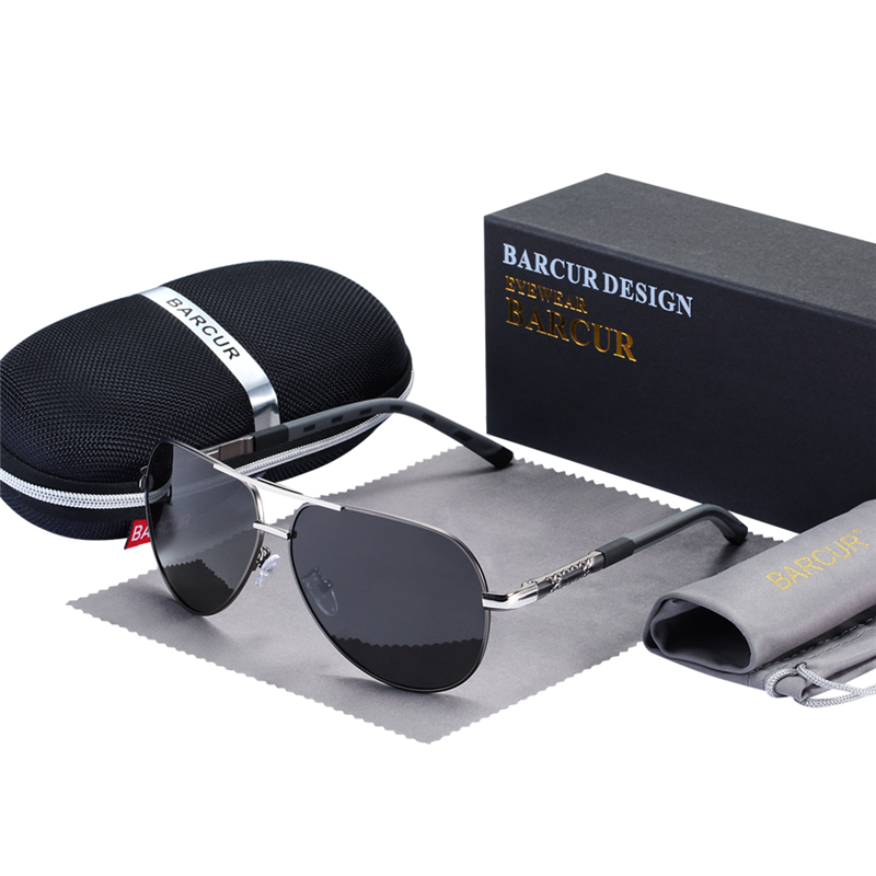 BARCUR Männer Sonnenbrille Original Polarisierte Fahrer gläser Polaroid sonnenglas Männliche Pilot Brillen: Grau
