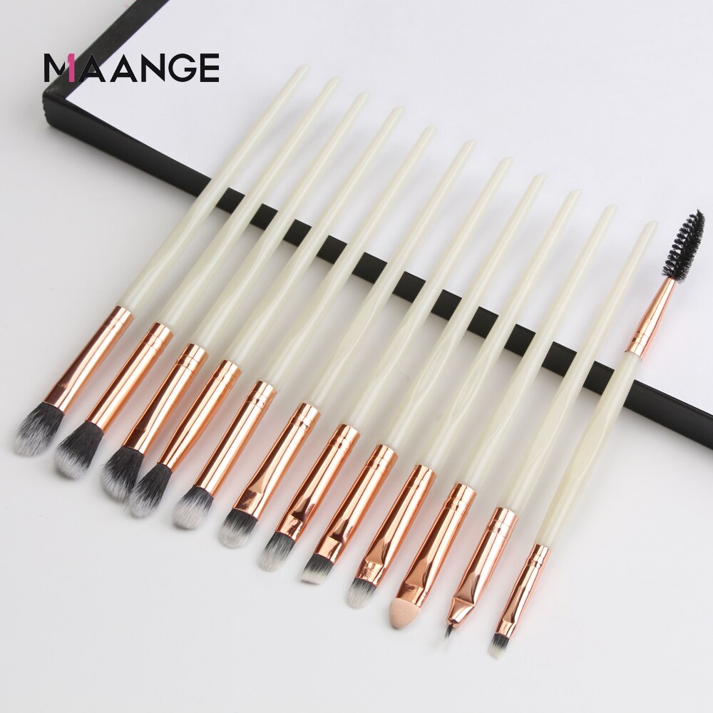 Maange Pro Make-Up Kwasten 12 Stuks Eyeshadow Brush Blending Wenkbrauw Make Up Borstels Synthetische Haren Schoonheid Cosmetica Borstel Set