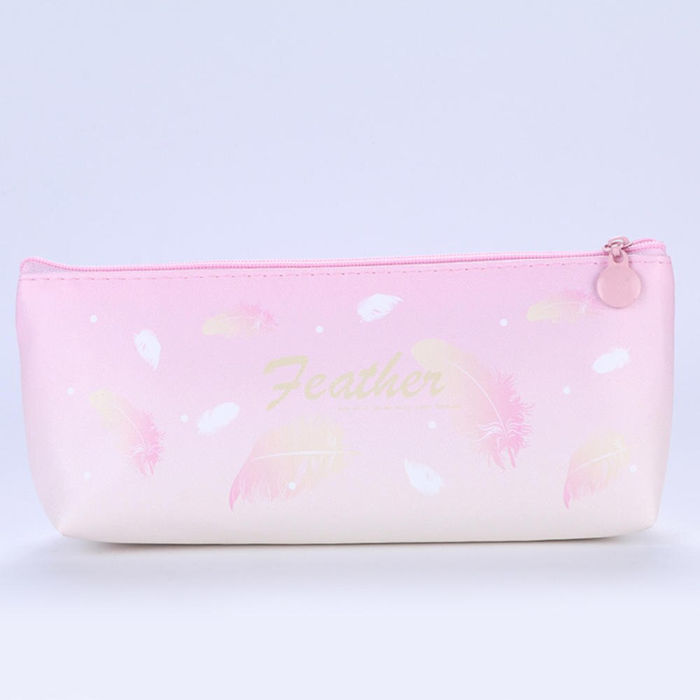 Estuche de lápices de plumas Kawaii, bolsa organizadora de soporte para lápiz de gran capacidad con cremallera para estudiantes, caja de lápices para Colegio, suministros: C
