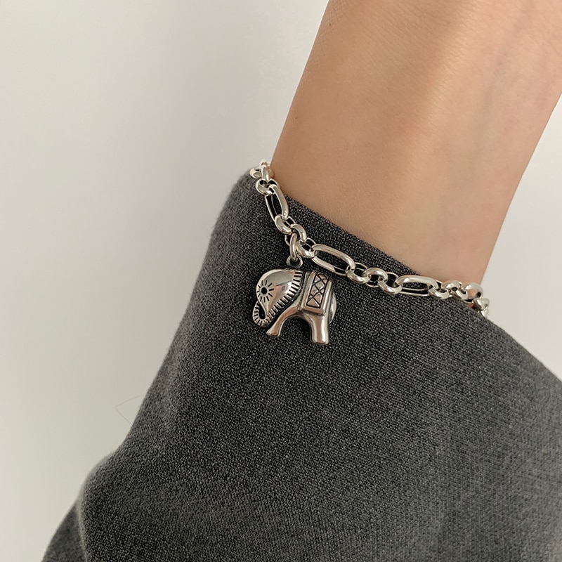 Modaone Lucky Olifant Vintage Bohemian Ketting Thai 925 Sterling Zilveren Armband Voor Vrouwen Vrienden Handgemaakte Sierlijke Sieraden