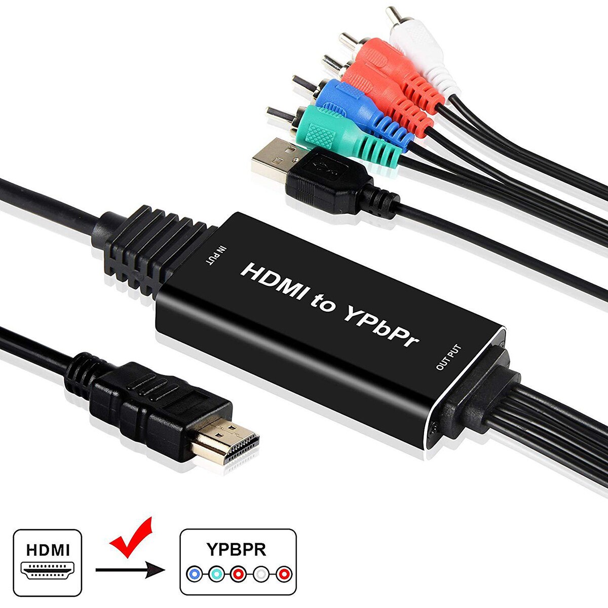 Hdmi Naar Ypbpr Converter Adapter 5RCA Rgb Ondersteuning 1080P Kleurverschil Hdmi Converter Rgb Naar Hdmi 1.8M adapter