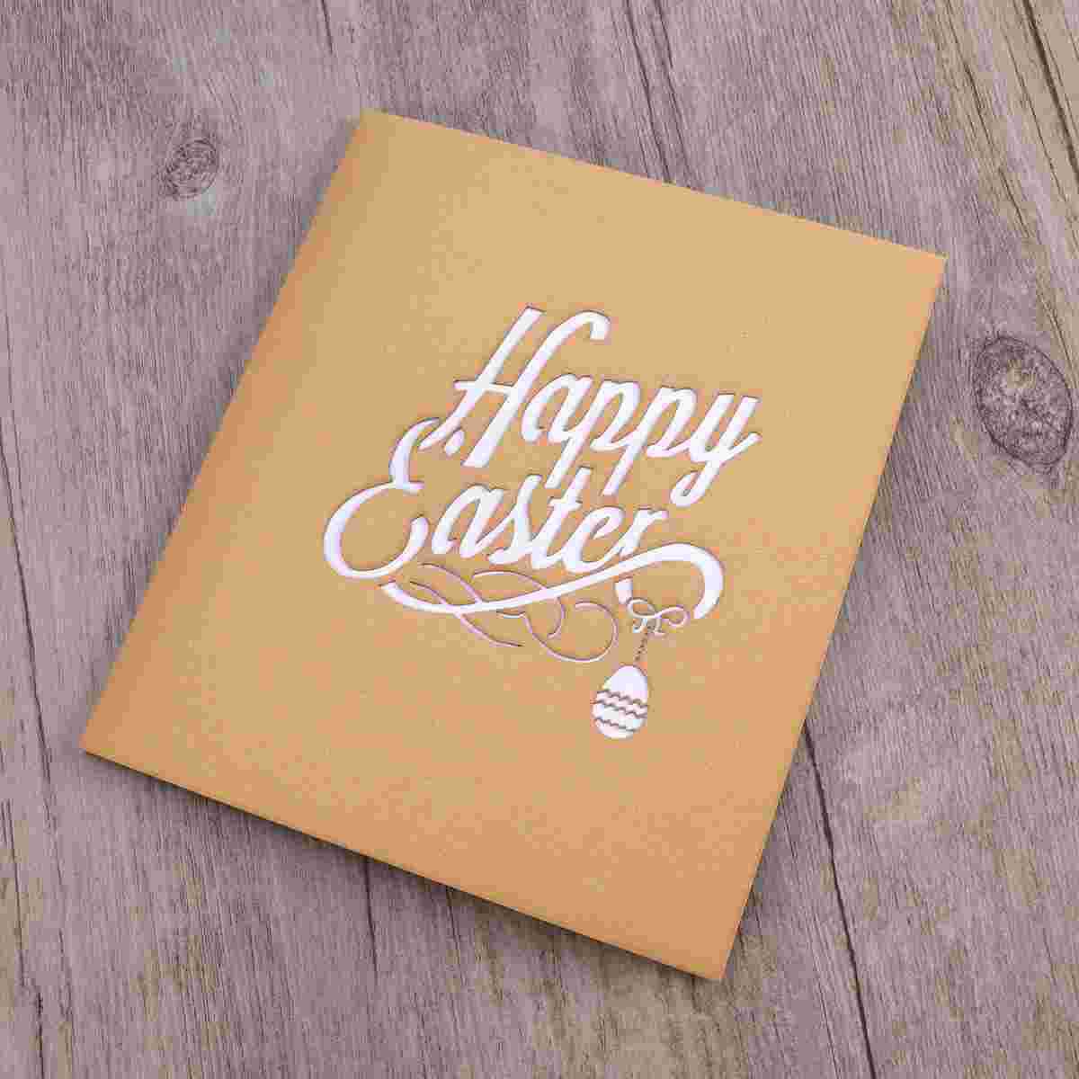 3D EASTER Bunny and Eggs Flowers Cutouts Easter Cards Greeting Cards for Easter (Beige)