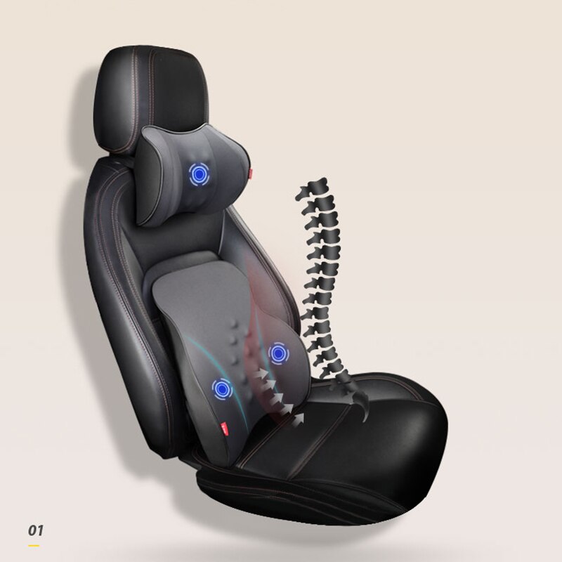 Auto Massage Kussen Rugleuning Ondersteunen Lumbale Kussen Verlichten Vermoeidheid Hals Usb Opladen Hoofdsteun Voor Office Home Auto Accessoires