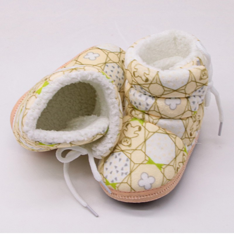 Weixinbuy baby sko baby støvler støvletter pige ffloral print tyk vinter blød spædbarn dreng varm sko 0-18m: Y