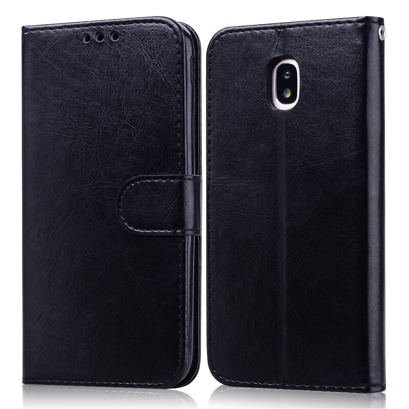 Case For Samsung Galaxy J3 Wallet PU Leather Phone Case For Samsung J3 J330F J330 SM-J330F Case Flip Silicone Cover: Black