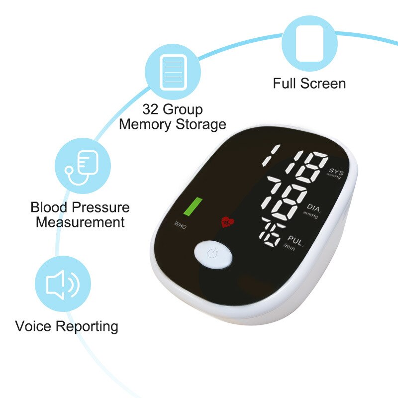 Electronic Home Automatic Detection Sphygmomanometer Digital Measuring Monitor Meter English Voice Broadcast