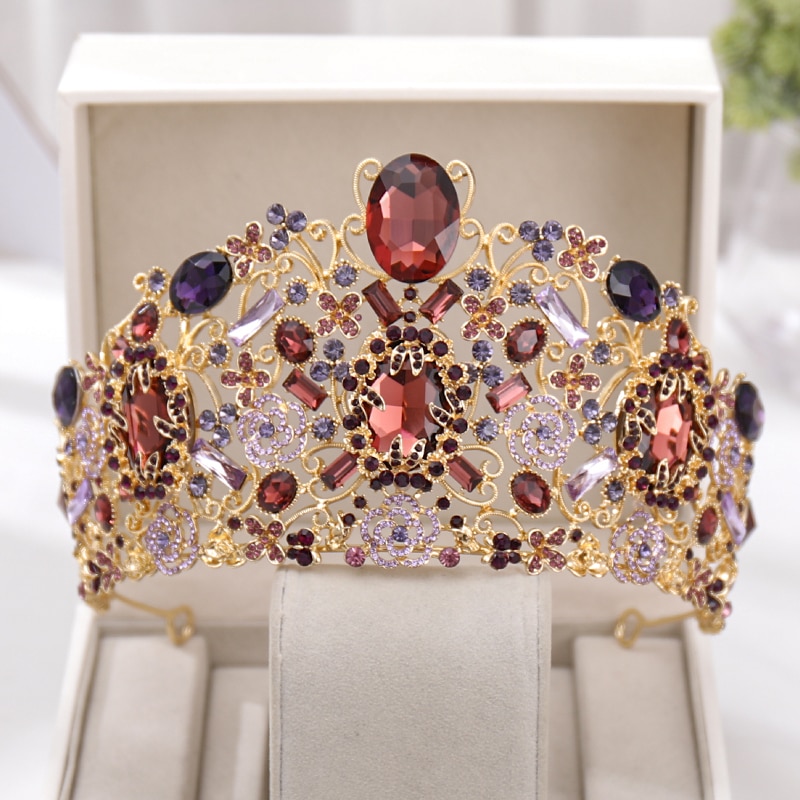 Vintage ▾ Oro Grande Barocco Corone tiara corona di Cristallo Del Cuore di Cerimonia Nuziale Del Partito Accessori per Capelli Della Principessa Della fascia Ornamenti Da Sposa