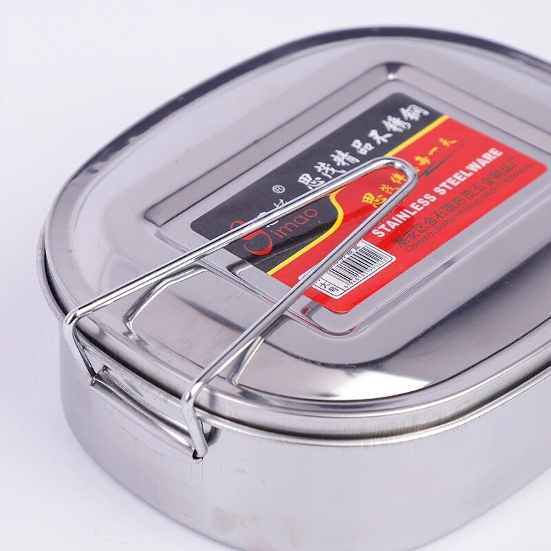 Stainless Steel Square Lunch Box Bento Food Picnic Container Travel 1 Layer