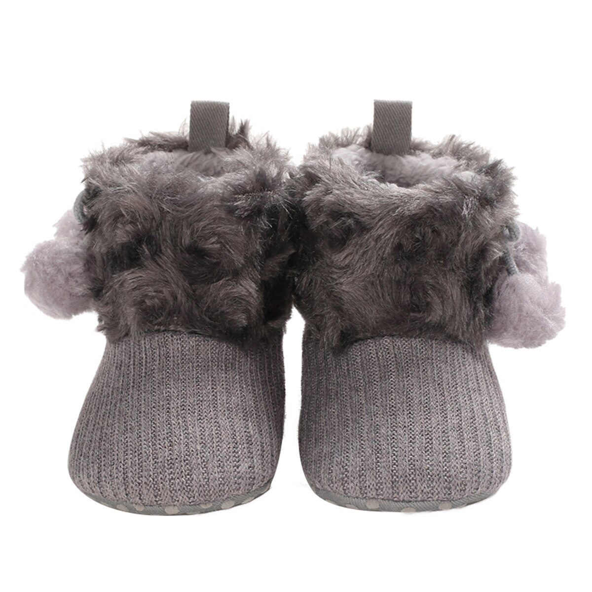 0-18M Kleinkind freundlicher Baby Mädchen Jungen Schnee Stiefel Winter Weiche Faux Pelz Rippe betroffen Warme Booties Anti-Unterhose Kleinkind Prewalkers: Grau / 7-12 Monate