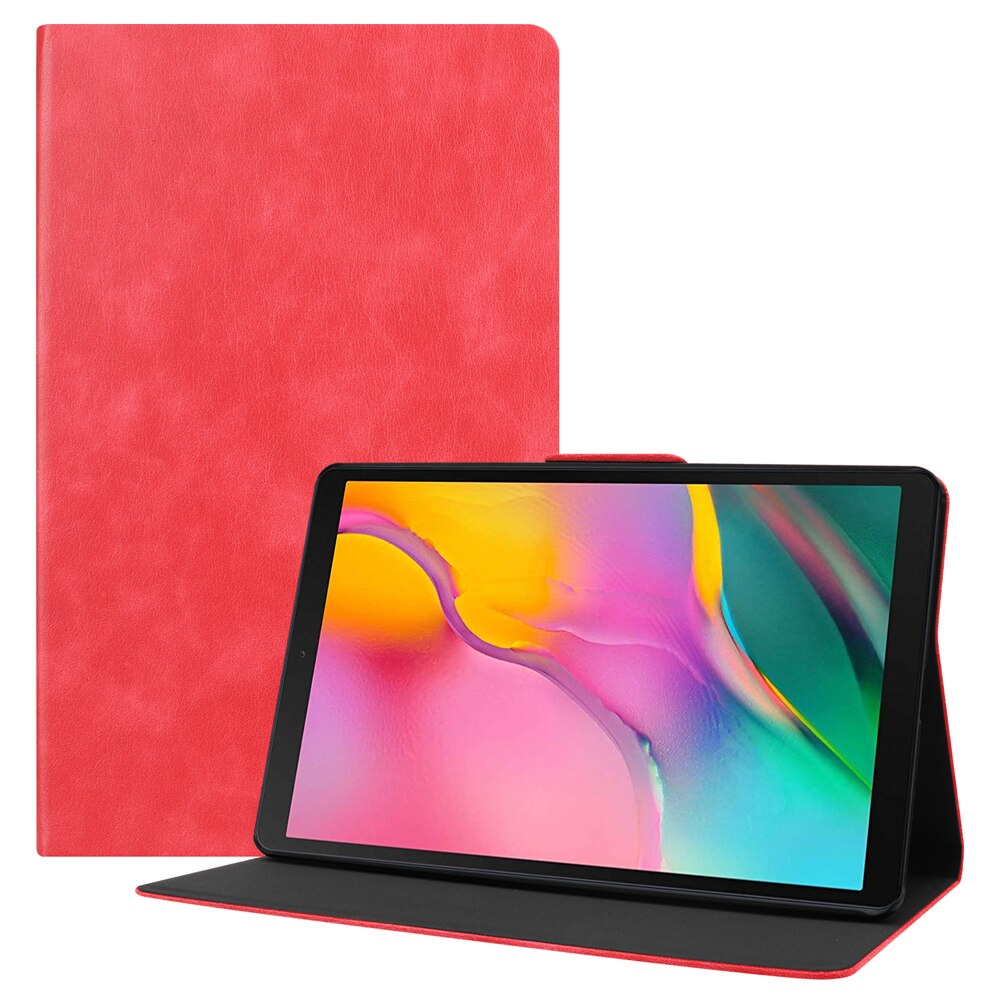 Case Voor Samsung Galaxy Tab Een 10.1 Inch Tablet T510/T515 Pu Leather Folding Stand Folio Cover Met meerdere Kijkhoeken: Red