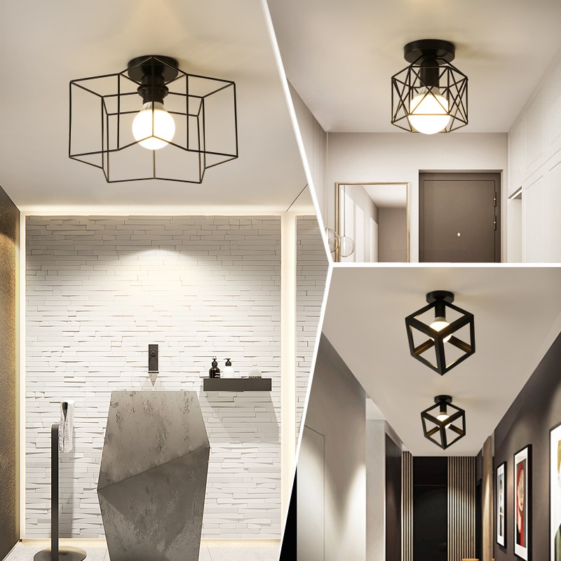 Jerngang loftslamper minimalistisk nordisk vintage balkon,køkken loftlampe foyer jern indgang små loftslamper