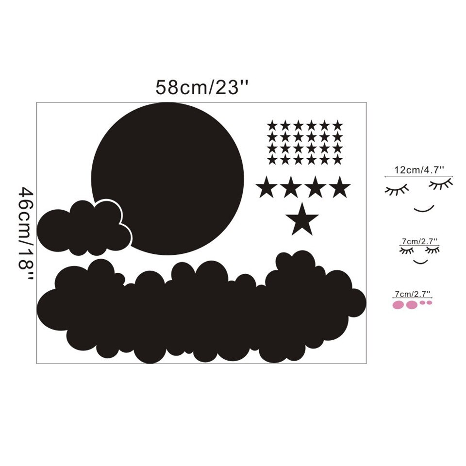 Cartoon Slapen Grijs Wolken Ster Muurstickers Baby Kids Slaapkamer Nursery Sticker Muurschildering PVC Poster Home Kinderen