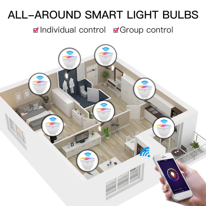 Dimmable RGB LED Bulb GU10 4.5W Lampada Led Lamp wifi smart bulb cup Bombillas Led Light cup supoort Remote Control Colors