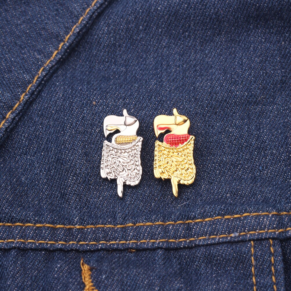 Intestino Risvolto Spille Spille in Metallo punk Dei Monili Delle Donne del Regalo dell'oro Del Nastro Medico Infermiere Dello Smalto Spilla Spilli