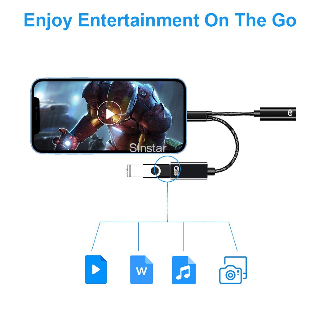 OTG 2 w1 USB C rozdzielacz kabel danych i ładowania dla Google TV dla chromecasta dla Samsung typ C męnarty na USB C OTG adaptery telefoniczne