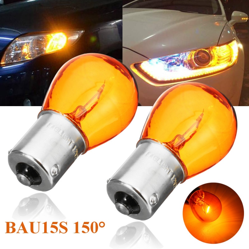 2/10 pcs 1156 BAU15S PY21W Auto Indicator Licht Brake Reverse Lamp Parking Light Amber Geel Halogeen Lamp DC12V