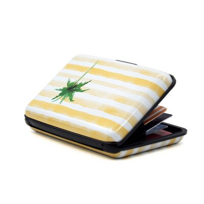 Purdored 1 Pc Flamingo Kaarthouder Aluminium Zaken Id Credit Card Case Houder Rfid Card Wallet Case Tarjetero: coconut tree