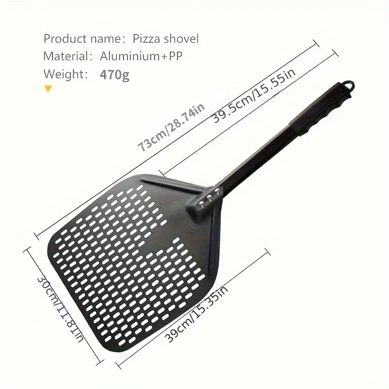 1PC geperforeerde pizzaschil, 30,48 x 35,56 cm rechthoekige pizzaverschil, professionele aluminium draaiende pizzapeddel