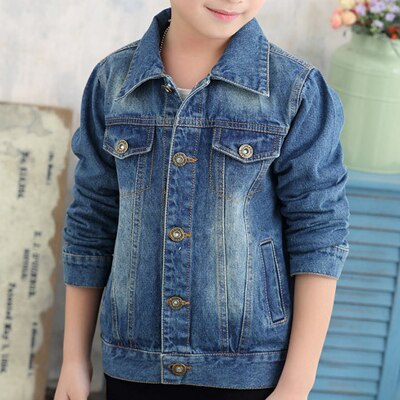 DIMUSI boys Spring Denim jacket girls Autumn solid denim Coat cotton windbreak outwear children jacket kid Clothes BC202: 6T