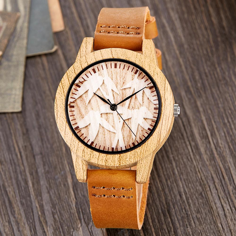 Wood Watch Men Women Couple Quartz Imitation Bamboo Wooden Male Animal Horse Watch Watches Leather Wrist Clock Reloj: W3 for Women