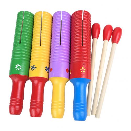 Houten Kleurrijke Dubbele schroefdraad Ring Buis Vat Percussion Musical Kinderen Speelgoed Muziek Instrument Speelgoed voor Kinderen: Default Title