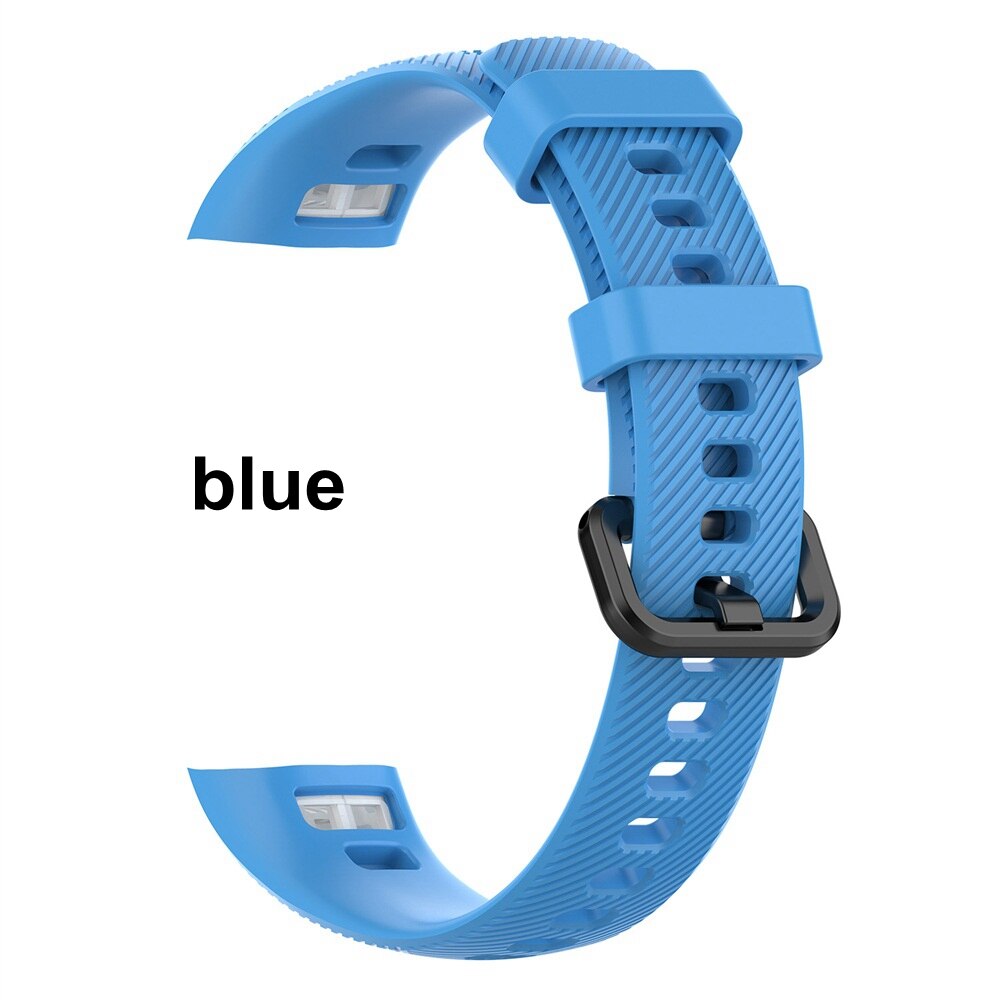 10 Colors Silicone Wrist Strap for Honor Band 5 4 Smart Wristband Replacement Original Watch Band Soft Bracelet Sport Classic: blue