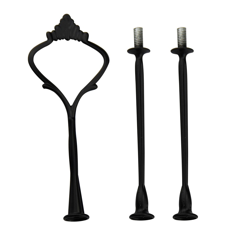 3 Tier Hardware Crown Cake Plate Stand Handle Fitting Wedding Party Table Decor Afternoon Tea Plates Party Tableware Cake Tray: Black
