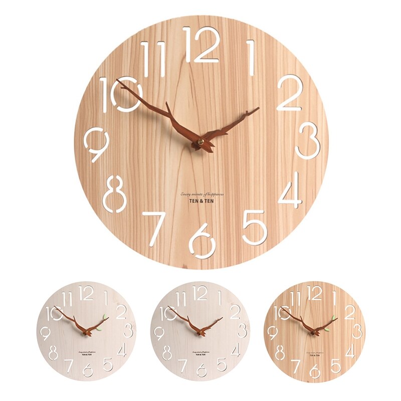 Houten 3D Wandklok Modern Nordic Kinderkamer Decoratie Keuken Klok Art Hollow Muur Horloge Home Decor