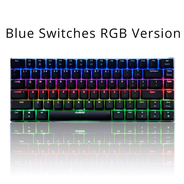 AJAZZ AK33 Keyclick clavier mécanique jeu e-sport LED clavier coloré 82 touches USB filaire anti-images fantômes pour ordinateur portable de bureau: Blue Switches RGB